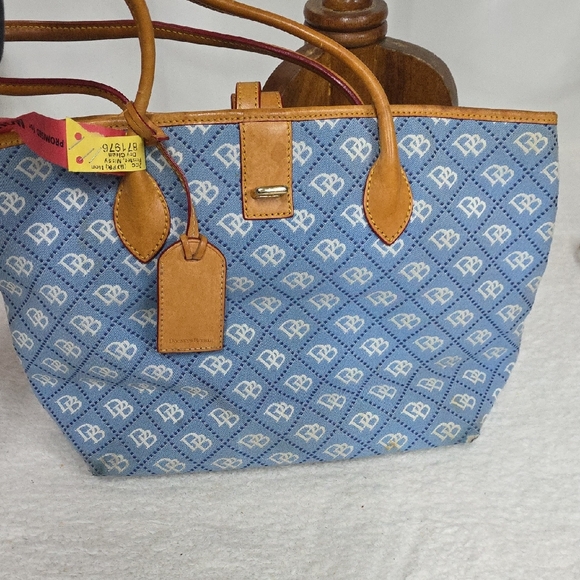 Handbags - Blue and Tan Designer Tote Bag